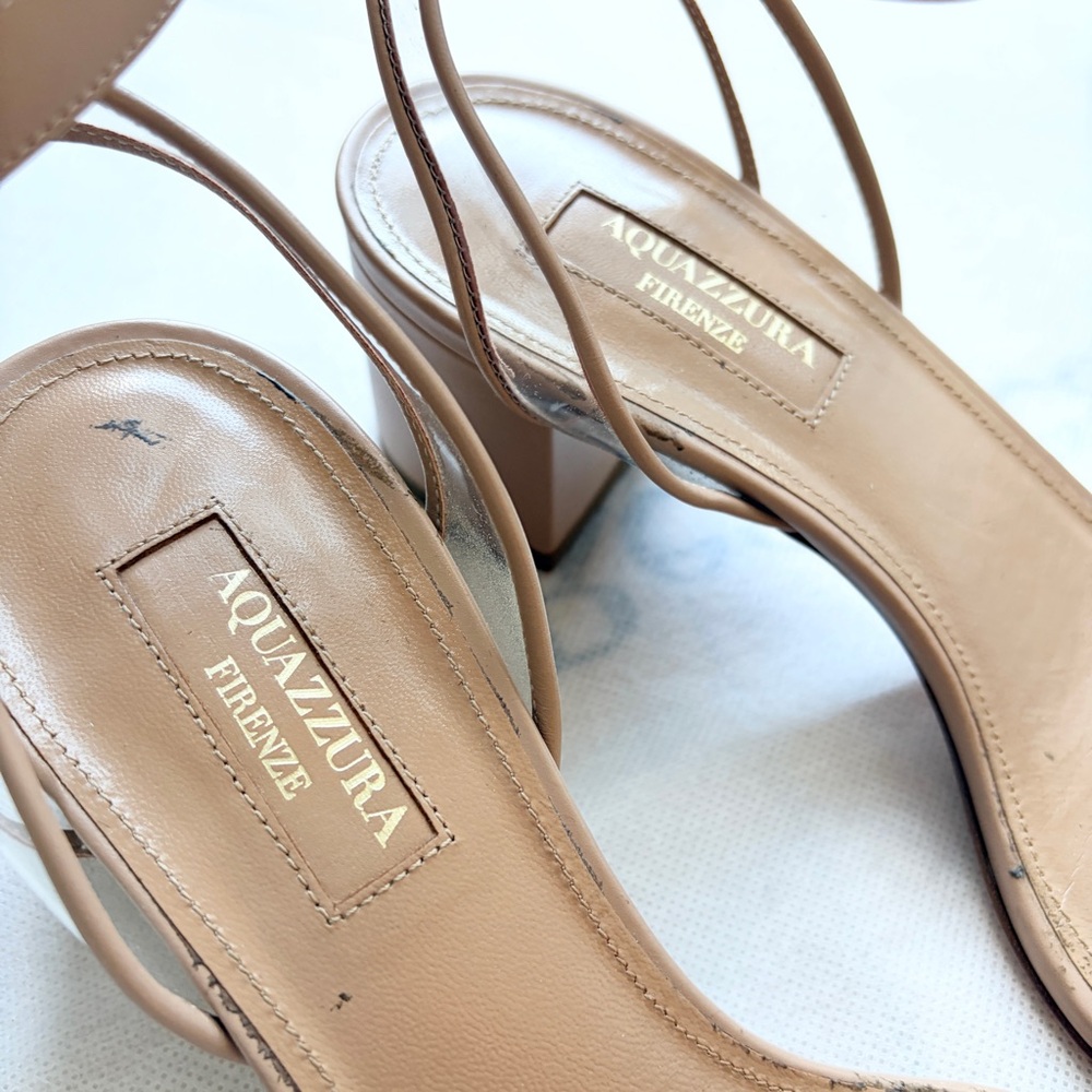 Aquazzura Beige Ankle Strap Heels Size 36 - Picture 3 of 7